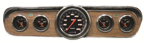 Classic Instruments 1965-66 Mustang Package Gauge Sets for 1964-1966 MUSTANG - MU65VSB00 Gauges, Velocity Style, Speedometer, Water Temperature, Fuel Level, Voltage, Black Face, Analog, Ford, Kit