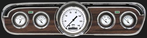 Classic Instruments 1965-66 Mustang Package Gauge Sets MU65WH00 Gauges, White Hot Style, Speedometer, Water Temperature, Fuel Level, Voltage, White Face, Analog, Ford, Kit