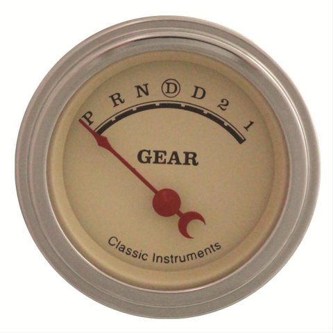 Classic Instruments Gear Selector Gauges VT06SLF Gauge, Vintage, Selector, with Overdrive, 2 1/8 in. Diameter, Cream Face, Each