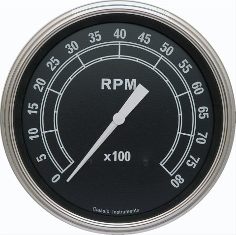 Classic Instruments Traditional Series Tachometers TR71SLC Gauge, Series, Tachometer, 0-8,000 rpm, 5 in., Black Face, Analog, Electrical, Each