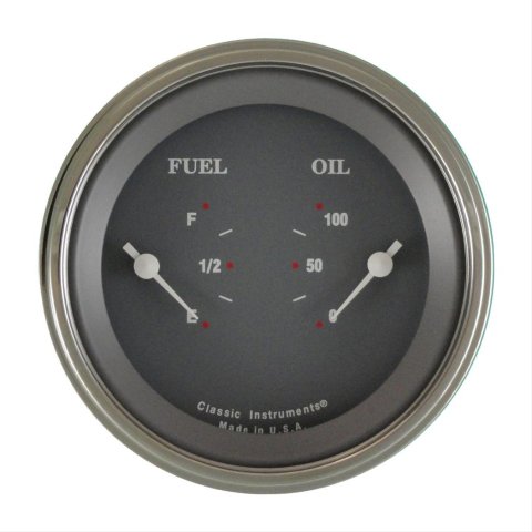 Classic Instruments SG Series Gauge Sets SG72SLF Gauge, Series, Dual, Oil Pressure, Fuel Level, 3 3/8 in., Gray Face, Analog, Electronic, Each