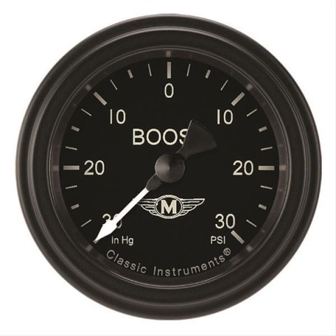 Classic Instruments Moal Bomber Series Gauges MA141BLF Boost/Vacuum Gauge, MOAL 2" BOOST/VAC ELECTRIC, FULL SWEEP