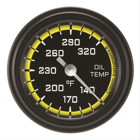Classic Instruments Auto Cross Yellow Series Gauges AX128YBLF Oil temperature gauge, AUT CR YLW 2" OIL TEMP FULL SWEEP