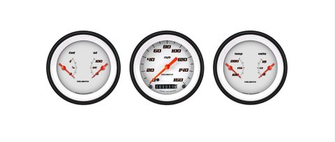 Classic Instruments Velocity Series Gauge Sets VS04WBLF Kits, Series, Analog, Speedometer, Fuel Level, Oil Pressure, Volts, Water Temp., White Face, Black with Orange Outline Numbers, Kit