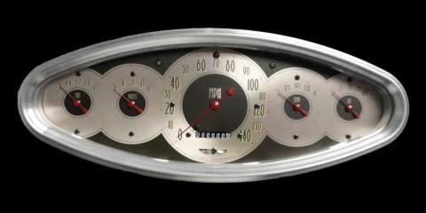 Classic Instruments All-American Nickel Series Gauge Sets AN3200PB Kits, Series, Analog, Speedometer, Fuel Level, Oil Pressure, Voltmeter, Water Temperature, Face, Brown Numbers, Kit