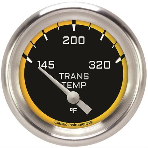Classic Instruments Auto Cross Yellow Series Gauges AX227YAPF Gauge, Series, Transmission Temperature, 145-320 Degree F, 2 5/8 in., Performance Bezel, Analog, Electrical, Each