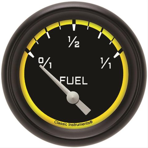 Classic Instruments Auto Cross Yellow Series Gauges AX211YBPF Gauge, Series, Performance Bezel, Fuel Level, Empty/Full, 75 Ohms/10 Ohms, 2 5/8 in., Analog, Electrical, Each