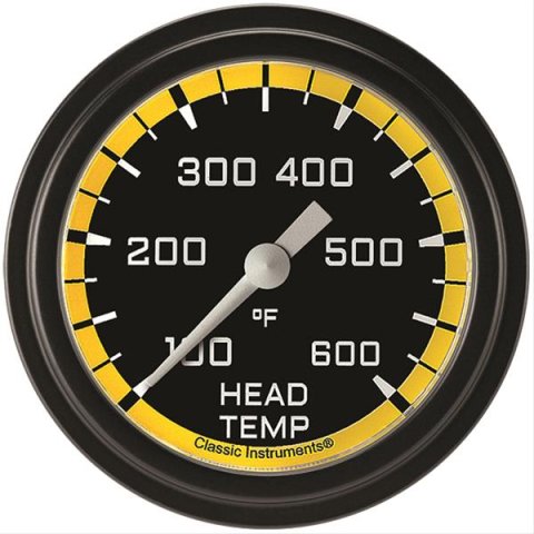Classic Instruments Auto Cross Yellow Series Gauges AX397YBLF Gauge, Series, Cylinder Head Temperature, 100-600 Degree F, 2 5/8 in., Low Step Bezel, Analog, Electrical, Each