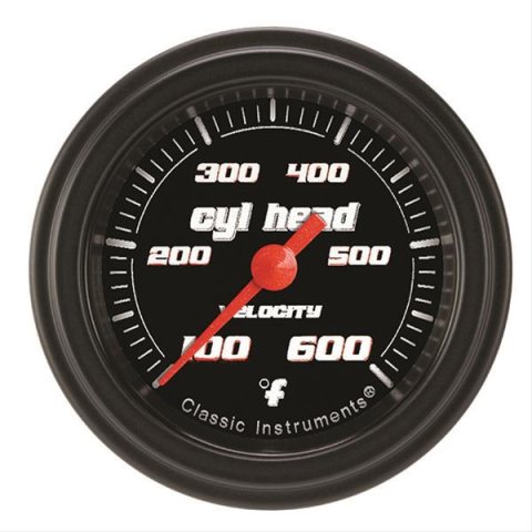 Classic Instruments Velocity Series Gauges VS197BBLF Gauge, Black Series, Cylinder Head Temperature, 100-600 Degrees F, 2 1/8 in., Analog, Electrical, Each