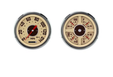 Classic Instruments 1947-53 GMC Pickup Package Gauge Sets CT47GM52 Gauges, Speedometer, Water Temperature, Fuel Level, Voltmeter, Oil Pressure, Beige Face, Analog, GMC, Kit