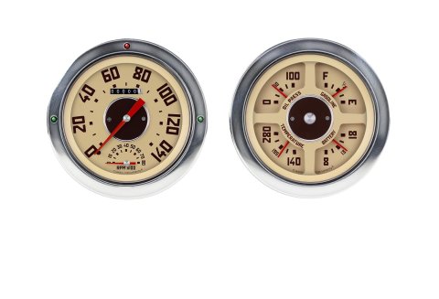 Classic Instruments 1954-55 GMC Truck Package Gauge Sets CT54GM62 Gauges, Speedometer, Tachometer, Water Temperature, Fuel Level, Voltmeter, Oil Pressure, Beige Face, Analog, GMC, Kit