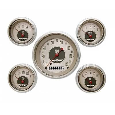 Classic Instruments All-American Nickel Series Gauge Sets AN00SHC Kit, Analog, Nickel, Speedometer, Water Temperature, Fuel Level, Voltmeter, Oil Pressure