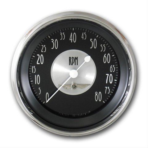 Classic Instruments All-American Tradition Series Tachometers AT80SHC Gauge, Electronic, Tachometer, 0-8,000 rpm, 3 3/8 in., In-dash, Black Face, Analog, Electric, V8, Each