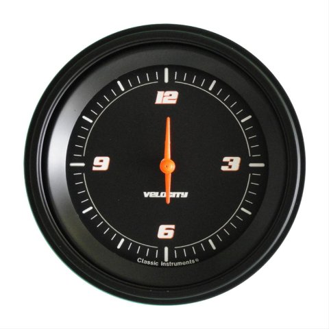 Classic Instruments Velocity Series Gauges VS93BBLF Gauge, Series, Analog, Clock, 12 hours, 3 3/8 in. Diameter, Black Face, Electrical, Each