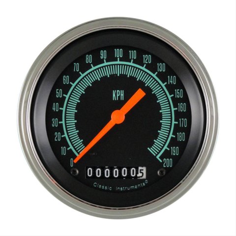 Classic Instruments G-Stock Series Speedometers GS59SLF Speedometer, G-Stock, 3 3/8 in. Diameter, 0-200 kph, Analog, Electrical, Flat Face, Each