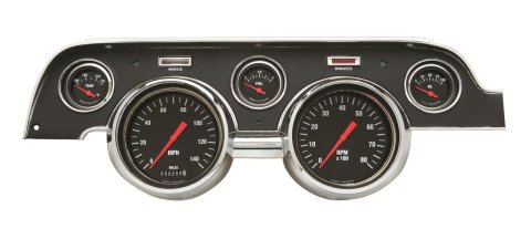 Classic Instruments 1967-68 Mustang Package Gauge Sets for 1967-1968 MUSTANG - MU67HR Gauges, Hot Rod Style, Speedometer, Tach, Oil Pressure, Water Temperature, Black Face, Analog, Ford, Set