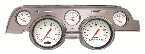 Classic Instruments 1967-68 Mustang Package Gauge Sets for 1967-1968 MUSTANG - MU67WHBA Gauges, Vintage, Direct-Fit, White Face, Black Numbers, Analog, Electronic, Ford, Set