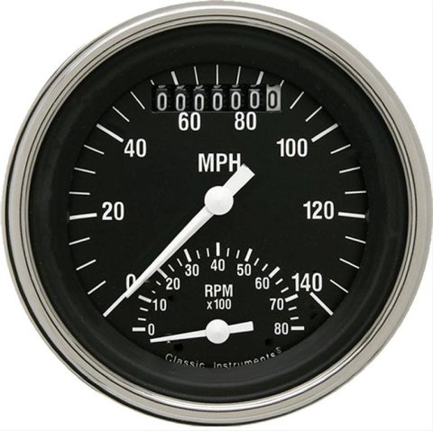 Classic Instruments Hot Rod Series Gauge Sets HR20SLC Gauge, Series, Speedometer, Tachometer, Black Face, Analog, Electronic, Each