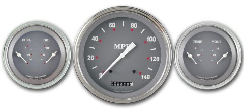 Classic Instruments SG Series Gauge Sets SG64SLC Gauges, SG, Speedometer, Water Temperature, Oil Pressure, Fuel Level, Voltmeter, Gray Face, Analog, Set of 3