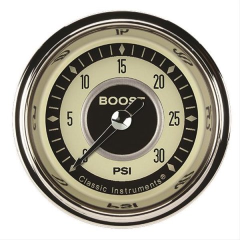 Classic Instruments Nostalgia VT Series Gauges NT142SHC Boost Gauge, NOSTALGIA 2" BOOST, 30psi ELECTRIC, FULL SWEEP