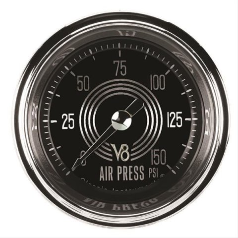 Classic Instruments V8 Speedster Series Gauges V8SR118SHC Air Pressure Gauge, SPEEDSTER 2" AIR PR 150psi ELECT, FULL SWEEP