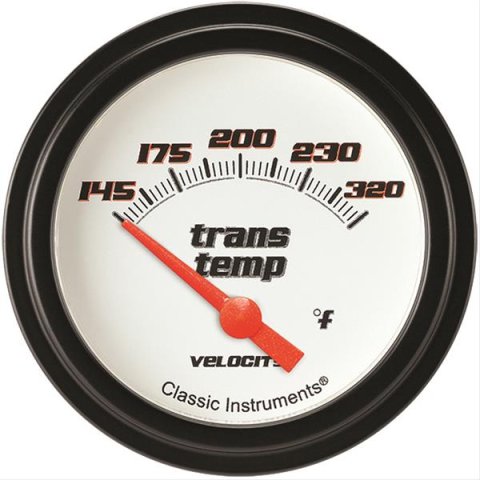 Classic Instruments Velocity Series Gauges VS227WBLF Gauge, White Series, Transmission Temperature, 145-320 Degrees F, 2 5/8 in., Low Step Bezel, Analog, Electrical, Each