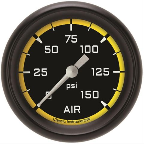 Classic Instruments Auto Cross Yellow Series Gauges AX318YBPF Gauge, Series, Performance Bezel, Air Pressure, 2 5/8 in., Analog, Electrical, Each