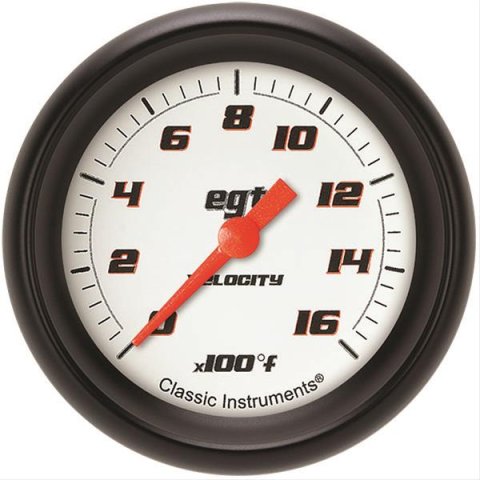 Classic Instruments Velocity Series Gauges VS398WBPF Gauge, White Series, Pyrometer, 0-1,600 Degrees F, 2 5/8 in., Performance Bezel, Analog, Electrical, Each