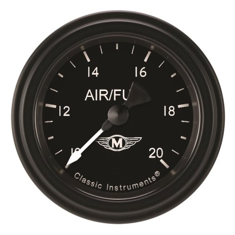 Classic Instruments Moal Bomber Series Gauges MA194BLF Gauge, Analog, Series, Air/Fuel Ratio, 20-10:1, 2 1/8 in. Diameter, Black Face, Full Sweep, Each