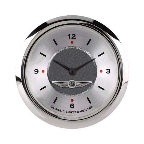 Classic Instruments All-American Series Gauges AW92SRC Gauge, Analog, Series, Clock, 12 Hour, 2 5/8 in. Diameter, Silver Face, Full Sweep, Each