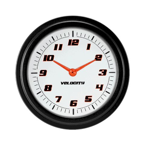 Classic Instruments Velocity Series Gauges VS92WBLF Gauge, Analog, Series, Clock, 12 Hour, 2 5/8 in. Diameter, White Face, Full Sweep, Each