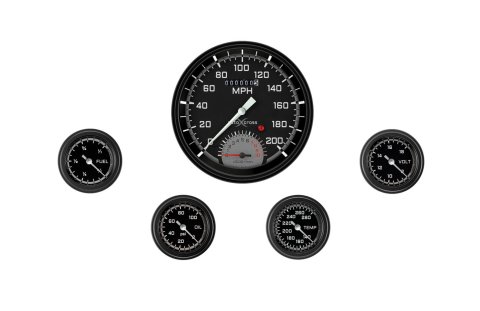 Classic Instruments Auto Cross Gray Series Gauge Sets AX165GBLF Set, AutoCross 4 5/8 in. Ultimate, 2 1/8 in. Fuel, Oil, Temp, Volts, Set of 6