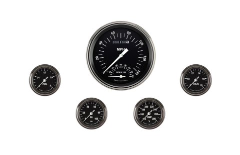 Classic Instruments Hot Rod Series Gauge Sets HR165SLF Set, Rod, 4 5/8 in. Speedometer Tachometer, 2 1/8 in. Fuel, Oil, Temp, Volts, Set of 6