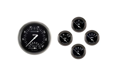 Classic Instruments 1957-60 Ford Truck Hot Rod Gauge Sets FT57HR65 Gauges, Series, Speedtachular, Fuel Level, Oil Pressure, Voltmeter, Water Temperature, Short-Sweep, Ford, Truck, Set of 5