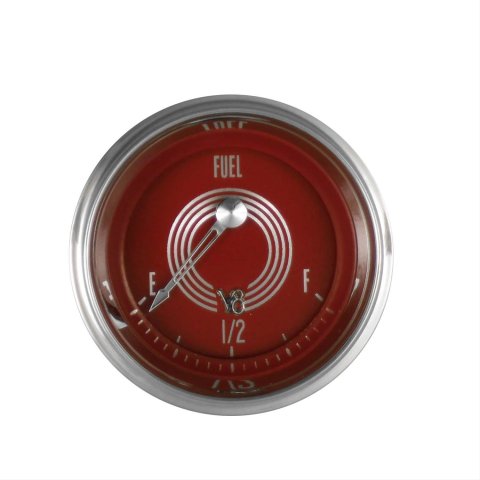 Classic Instruments V8 Red Steelie Series Gauges V8RS12SHC Gauge, Series, Analog, Fuel Level, Empty-Full, 2 1/8 in. Diameter, Face, Electrical, Each