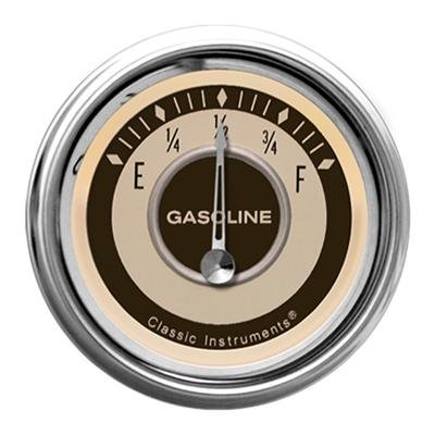 Classic Instruments Nostalgia VT Series Gauges NT09SHC Gauges, Series, Fuel Level, Empty-Full, Analog, Electrical, 2 1/8 in., Beige Face, Brown Numbers, 240 ohms Empty, 33 ohms Full, Each