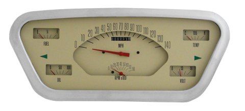 Classic Instruments 1953-55 F-100 Package Gauge Sets FT53T Gauges, Tach-Force Style, Speedometer, Tach, Oil Pressure, Water Temperature, Tan Face, Analog, Ford, Set
