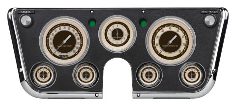 Classic Instruments 1967-72 Chevy Truck Package Gauge Sets CT67NT Kits, Truck, Analog, Speedometer, Tach, Fuel Level, Oil Pres., Volts, Water Temp., Clock, Cream/Brown Face, Brown Numbers, Chevy, GMC, Kit