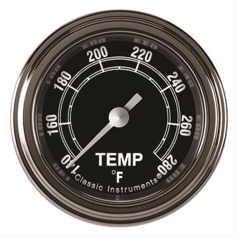 Classic Instruments Traditional Series Gauges TR126SLF-12 Gauge, Analog, Series, Water Temp, 140-280 Degrees F, 2 1/8 in. Diameter, Black Face, Full Sweep, Each