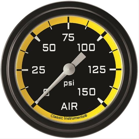 Classic Instruments Auto Cross Yellow Series Gauges AX318YBLF Gauge, Series, Low Step Bezel, Air Pressure, 2 5/8 in., Analog, Electrical, Each