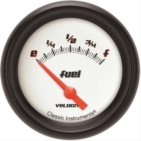 Classic Instruments Velocity Series Gauges VS209WBPF Gauge, White Series, Fuel Level, Empty/Full, 240 Ohms/33 Ohms, 2 5/8 in., Performance Bezel, Analog, Electrical, Each