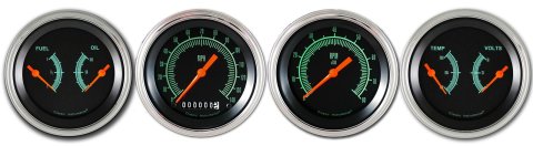 Classic Instruments G-Stock Series Gauge Sets GS05SLC Gauges, G-Stock, Speedometer, Tach, Water Temperature, Oil Pressure, Fuel Level, Black Face, Analog, Kit