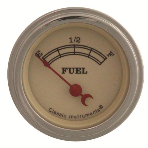 Classic Instruments Vintage Series Gauges VT09SLF Gauge, Series, Analog, Fuel Level, Empty-Full, 2 1/8 in. Diameter, Tan Face, Electrical, Each