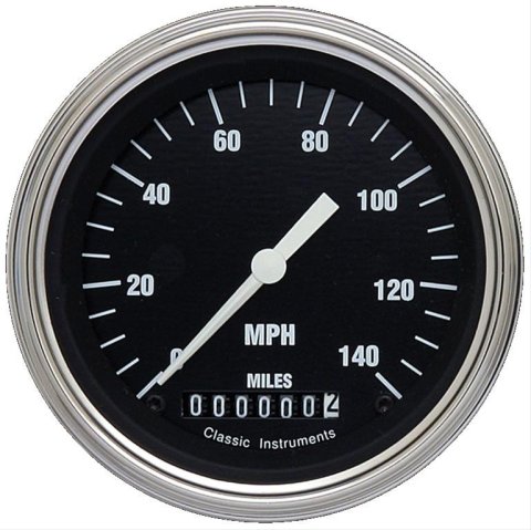 Classic Instruments Hot Rod Series Speedometers HR55SLC Speedometer, Rod, 3 3/8 in. Diameter, 0-140 mph, Analog, Electrical, Curved Face, Each