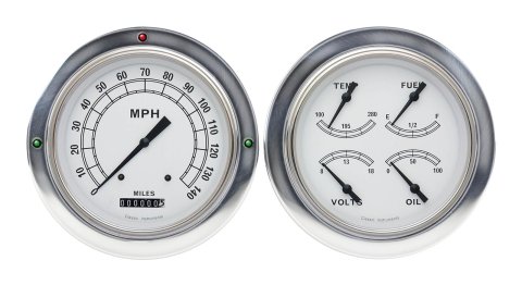 Classic Instruments 1954-55 Chevy Pickup Package Gauge Sets CT54CW52 Gauges, White, Electronic, Water Temp, Volt, Oil Pressure, Fuel Level, Speedo, Tach,