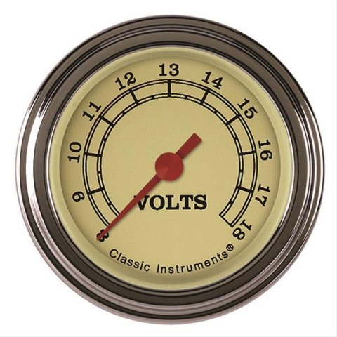 Classic Instruments Vintage Series Gauges VT130SLF Volt Gauge, VINTAGE 2" VOLT FULL SWEEP