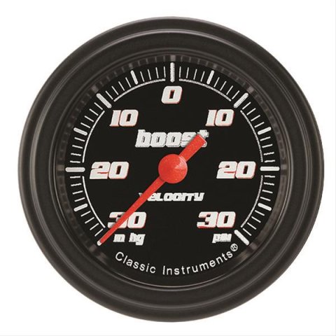 Classic Instruments Velocity Series Gauges VS141BBLF Boost/Vacuum Gauge, VELOCITY BLK 2" BOOST/VAC ELECTR, FULL SWEEP