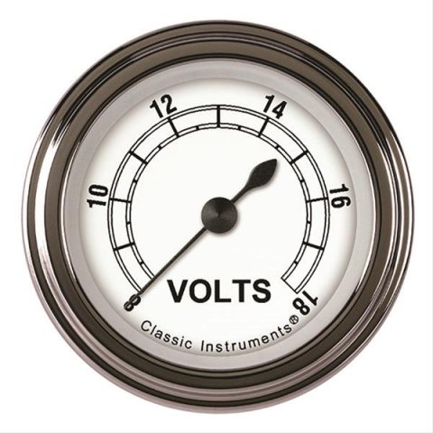 Classic Instruments White Series Gauges CW130SLF Volt Gauge, CLASSIC WHITE 2" VOLT FULL SWEEP