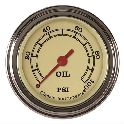 Classic Instruments Vintage Series Gauges VT181SLF Oil Pressure Gauge, VINTAGE 2" OIL PRES 100psi FULL SWEEP