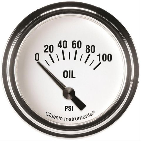 Classic Instruments White Hot Series Gauges WH281SLF Gauge, Series, Oil Pressure, 0-100 PSI, 2 5/8 in., Analog, Electrical, Each